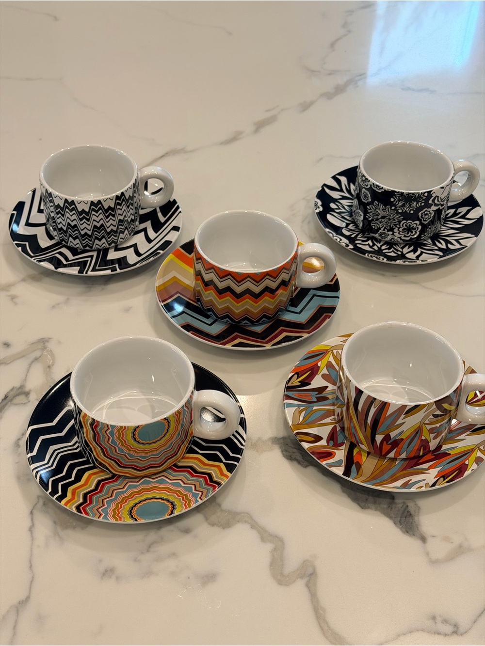 Missoni Target 20th Anniversary colab 5 cups and saucers